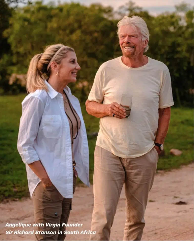 Angelique with Virgin founder Sir Richard Branson in South Africa